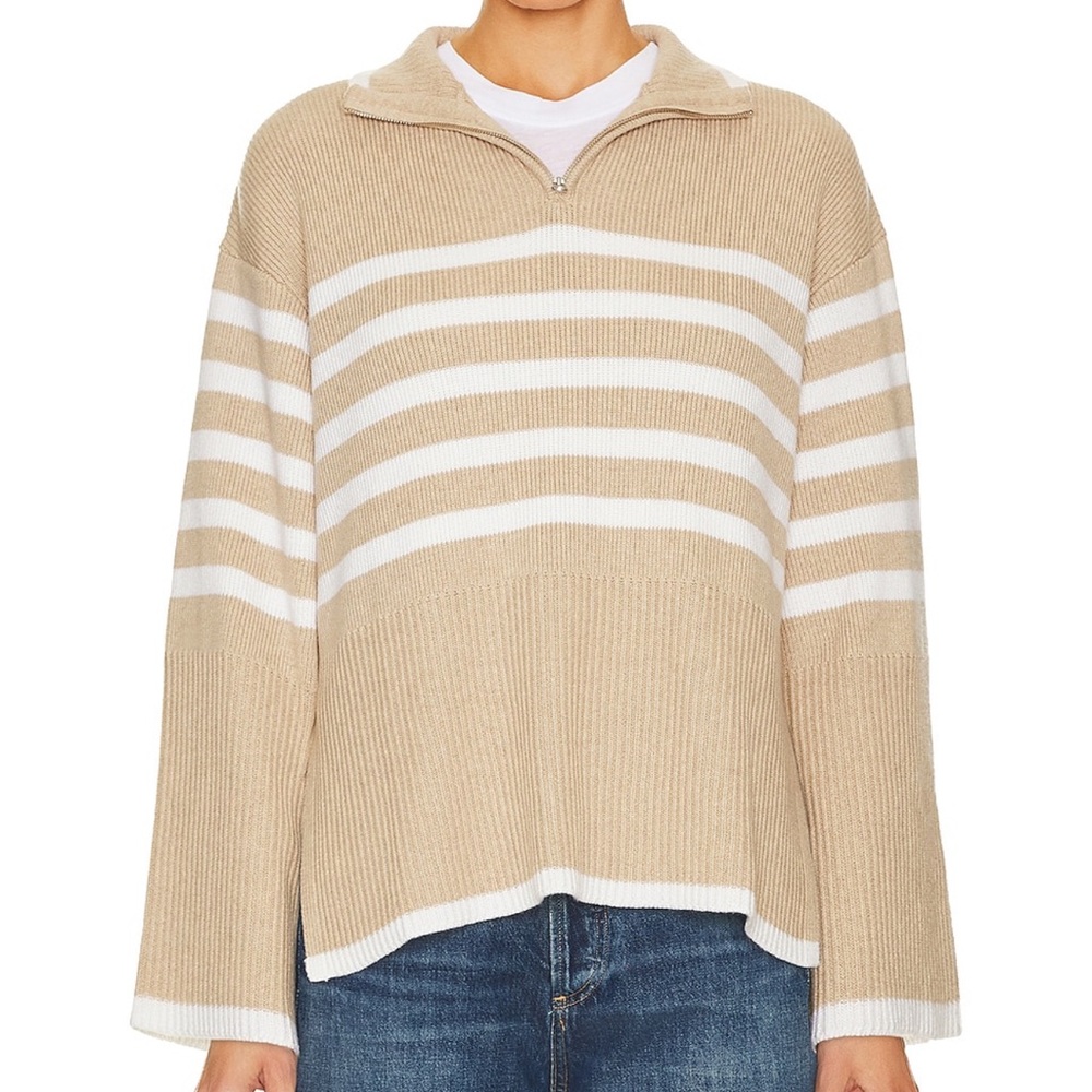 Rails Knit Quarter Zip in Sand Stripe